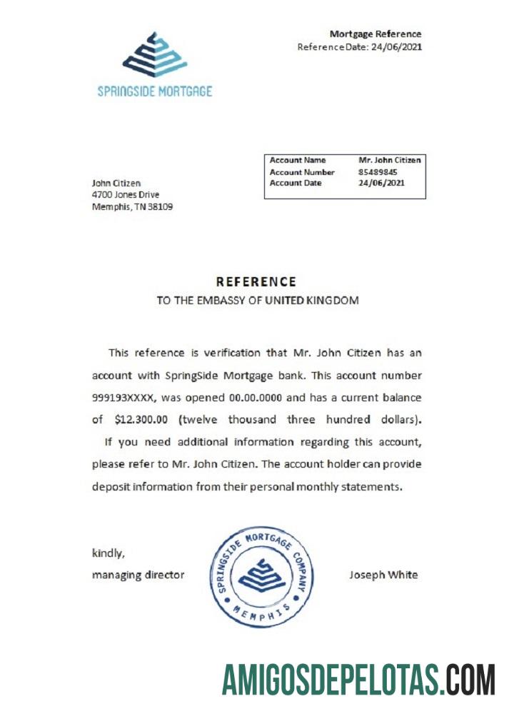 Referência de hipoteca de Springside nos EUA modelo